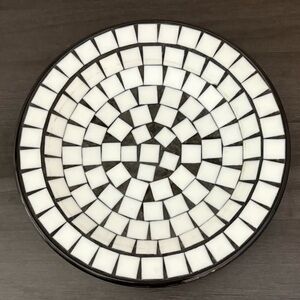 Vintage Danish Tile Mosaic Plate Denmark Mid Century Modern Black & White